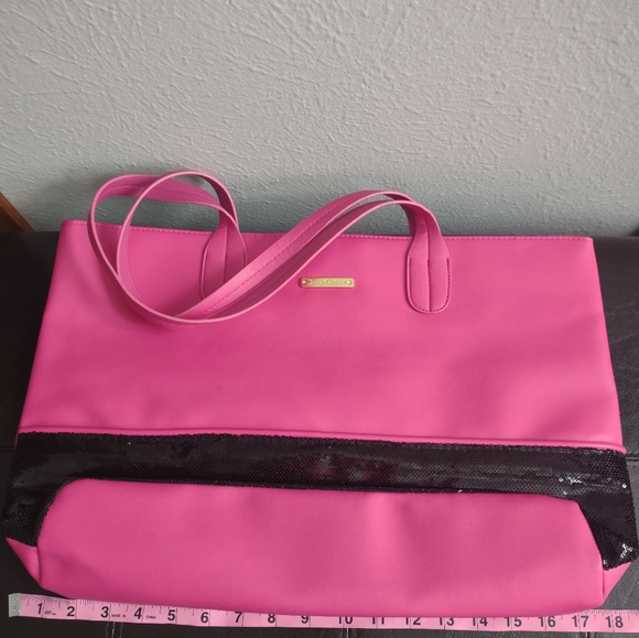 Juicy Couture Large Hot Pink & Black Sequins Shoulder Bag Tote - Picture 7 of 8